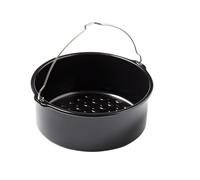 PYREX, Airfryer Metal, Round Oven Dish, 20 x 19 x 7.5 cm, Baking Basket with Handle, Non-Stick Carbon Steel, Homogeneous Baking, Oven, Freezer and Dishwasher Safe