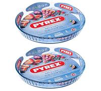 Pyrex Classic Bake & Enjoy Glass Quiche Flan Dish 31cm 1.8 Litre Transparent (Pack of 2)