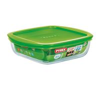 Pyrex Classic Square Glass Dish with Vented Lid 1L Green
