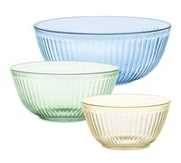 Pyrex Colors (3-Pack) Sculpted Tinted Unlidded Small/Medium/Large Glass Mixing Bowls, Nesting Space Saving Set of Bowls for Prepping and Baking, 1.3QT, 2.3QT & 4.5QT