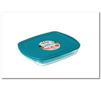Pyrex Rectangular Glass Dish Transparent – Microwave Safe, Vented Lid, 1.1 L, Green