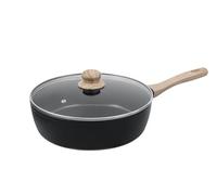 Pyrex - Cook&Care Recycled Aluminium Frying pan - Suitable for All Heat Sources - PFAS-Free Non-Stick Coating - Scratch Resistant - Dishwasher Safe - Wood Effect Handle (Ø28 cm (Deep pan))