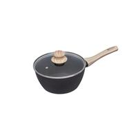 Pyrex - Cook&Care Recycled Aluminium Saucepan with lid - Suitable for All Heat Sources - PFAS Free Non-Stick Coating - Scratch Resistant - Dishwasher Safe - Wood Effect Handle (Ø20 cm)