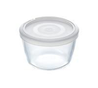Pyrex Microwave Safe Classic Round Glass Dish with Plastic Lid 0.6 Litre White (Pack of 2)