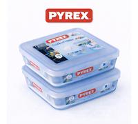 Pyrex Cook & Freeze Glass Food Storage Containers 2x1.5L Microwave Freezer Oven