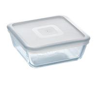 Pyrex Microwave Safe Classic Square Glass Dish with Plastic Lid 2.0 Litre White