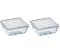 Pyrex Cook&Freeze Recipient Care Glass Size with lid 20.5 x 20.5 x 7.5 cm - Without lid 20 x 20 x 7 cm (Pack of 2)
