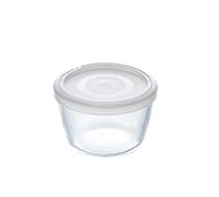 Pyrex Microwave Safe Classic Round Glass Dish with Plastic Lid 0.6 Litre White (Pack of 2)