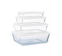 Pyrex Cook & Freeze Set of 4 Glass Dishes with Airtight Lids (0.8 L, 1.5 L, 2.6 L, 4 L) - Special Freezing - BPA Free