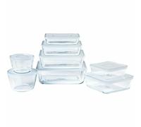 Pyrex Cook & Freeze - Set of 8 Boxes of Different Sizes and Shapes with Lid - Borosilicate glass - Ideal for freezing and Batchcooking - Made in France (8)