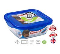 PYREX COOK & GO AIRTIGHT GLASS FOOD STORAGE CONTAINERS WITH BLUE PLASTIC LID