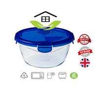 PYREX COOK & GO AIRTIGHT GLASS FOOD STORAGE CONTAINERS WITH BLUE PLASTIC LID