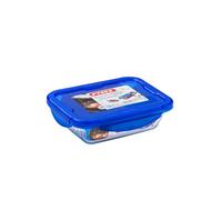 Pyrex Cook & Go Glass Rectangular Dish With Lid 20Cm In Blue Blue One Size
