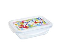 Pyrex Cook & Go LunchBox Rectangular Coloured Airtight Lid 0.8 L Borosilicate Glass Oven, Microwave and Dishwasher Safe Made in France (Multi-Colour)