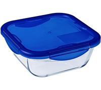 Pyrex Cook & Go Square Container with Lid 100% Airtight, Food Container, Suitable for oven and Microwave, 16 cm, 0.85 L