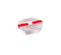 Pyrex Cook & Heat Square Dish with Lid - 140x120mm 350ml | Transition seamlessly from freezer to oven; includes a steam-vented lid for mess-free reheating and food preservation.