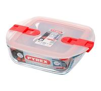 Pyrex Cook & Heat Square Dish with Lid - 200x170mm 1Ltr | Saves energy by cooking with the lid on, transitioning smoothly from freezer storage straight to commercial microwave use.