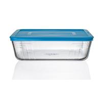 Pyrex Cook n Fresh - Rectangular Storage Dish with Mid Blue Plastic Lid - 2.6L (Dimensions: L25 x W20 x H 8cm)