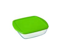 Pyrex for storing food Square Dish with Lid, 20 x 17 x 5.5 cm 1L, Green