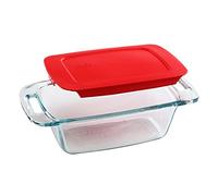 Pyrex Easy Grab 1.5-Qt Glass Loaf Dish with Lid, Tempered Glass Baking Pan with Large Handles, Non-Toxic, BPA-Free Lid, Bread Pan, Dishwasher, Fridge, Freezer, Oven and Microwave Safe Loaf Pan
