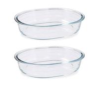 Pyrex Essentials Glass Oval Pie Dish Tray Heat Restistant 1.5Litre Transparent (Pack of 2)