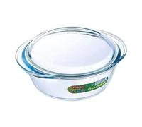 Pyrex Essentials Single Glass Round Casserole Dish with Lid 1.6L Transparent