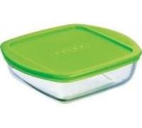 Pyrex for storing food Square Dish with Lid, 20 x 17 x 5.5 cm 1L, Green