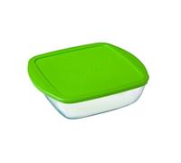 Pyrex Microwave Safe Classic Sqaure Glass Dish with Lid 1L Green