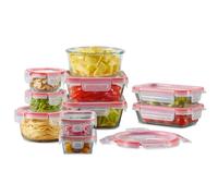 Pyrex Freshlock 10-Pack Mixed Sized Airtight Glass Food Storage Container Set, Non Toxic, BPA-Free Leakproof Locking Lids