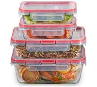 Pyrex Freshlock (4-Pack) Mixed Sized Glass Food Storage Containers Set | Meal prep containers with airtight locking lids, meal prep, dishwasher & microwave safe