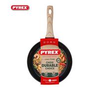 Pyrex - Cook&Care Recycled Aluminium Frying pan - Suitable for All Heat Sources - PFAS-Free Non-Stick Coating - Scratch Resistant - Dishwasher Safe - Wood Effect Handle (Ø24 cm)