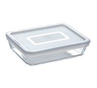 Pyrex 1.5L Rectangular Casserole Dish with Plastic Lid - Glass, Transparent, 22x17x6 cm, 1.5 Liters, White