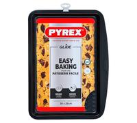 Pyrex - Glide Rectangular Metal Baking Tray - PFAS-Free Non-Stick Coating - Even Cooking - Durable - Practical XL Handle - Dishwasher Safe (38 x 25 cm)