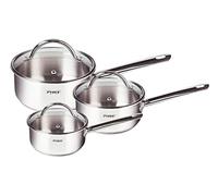 Pyrex Master Stainless Steel Saucepan Set Induction Ready with Lids - 3 Piece 16cm, 18cm, 20cm | Tempered Glass Lids | Induction Suitable | Stainless Steel Handles, Silver (MXS01PX/7044)