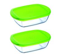 Pyrex Transparent Rectangular Dish With Lid, 1,1L, green