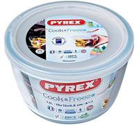 Pyrex Microwave Safe Classic Round Glass Dish with Plastic Lid 1.1 Litre White (Pack of 4)