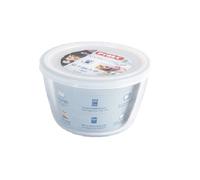 Pyrex Microwave Safe Classic Round Glass Dish with Plastic Lid White