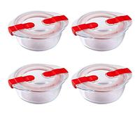 Pyrex Microwave Safe Classic Round Glass Dish with Vented Lid 0.35L (Pack of 4)