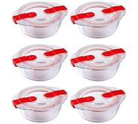 Pyrex Microwave Safe Classic Round Glass Dish with Vented Lid 0.35L (Pack of 6)