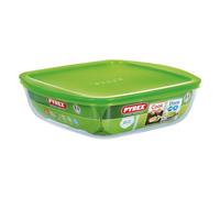 Pyrex Microwave Safe Classic Sqaure Glass Dish with Lid 1L Green