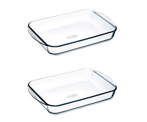Pyrex O'Cuisine Kitchen Glass Rectangular Roaster Oven Safe 32 x 20cm 2.0 Litre Clear (Pack of 2)