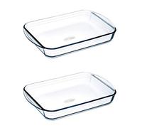 Pyrex O'Cuisine Kitchen Glass Rectangular Roaster Oven Safe 35 x 22cm 2.6 Litre Clear (Pack of 2)