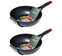 Pyrex Optima Deep Wok Pan Non Stick Coating with Handle 28cm (Pack of 2)