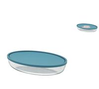 Pyrex Oval Baking Tray With Glass Lid Transparent 35x24 cm