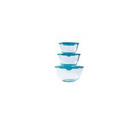 Pyrex Prep & Sotre Set of 3 Heavy Duty Glass Bowls with Lid (0.5L - 1L - 2L) - BPA