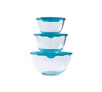 Pyrex - Prep & Store - Set of 3 Heavy Duty Glass Bowls with Lids (0.5L - 1L - 2L) - BPA Free