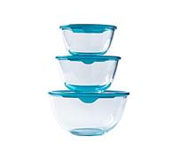 Pyrex® - Prep & Store - Set of 3 Heavy Duty Glass Bowls with Lids (0.5L - 1L - 2L) - BPA Free