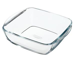 PYREX PREPWARE - Square Glass Dish 25 x 22 cm -2.2 L | Transparent, Boro, square shape, glossy finish, 25x22cm -2.2l