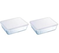 Pyrex Rectangular Dish with Plastic Lid, 2.6L (Pack of 2)