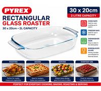 Rectangular Glass Roaster Baking Dish Cooking Serving Bakeware with wide Handles